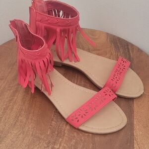 Fringe Coral Sandals